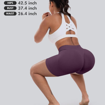 689b26dcc068539797fc486cbb6aff8d4cec25974999bf0a0f0a5.jpg CHRLEISURE Workout Gym Biker Shorts, High Waisted Butt Lifting Scrunch Butt Sports Seamless Shorts Sets 4 Piece