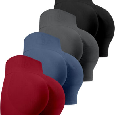 689b26de1c39bd6ac7ce6e77c5067fada5919fcdb011946a5c10c.jpg CHRLEISURE Workout Gym Biker Shorts, High Waisted Butt Lifting Scrunch Butt Sports Seamless Shorts Sets 4 Piece