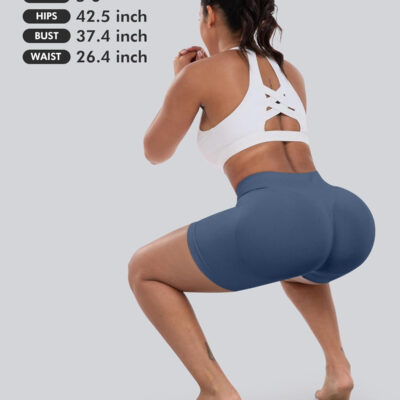 689b26e36573289cd83f02cb6d2d79693e8d48a9d476f2ff0f35b.jpg CHRLEISURE Workout Gym Biker Shorts, High Waisted Butt Lifting Scrunch Butt Sports Seamless Shorts Sets 4 Piece