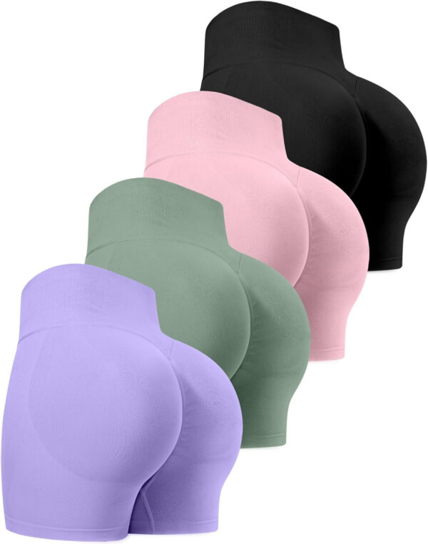 689b26e4a457f007e5f3a5ef2e5185b34759869cf10930240ed6f.jpg CHRLEISURE Workout Gym Biker Shorts, High Waisted Butt Lifting Scrunch Butt Sports Seamless Shorts Sets 4 Piece