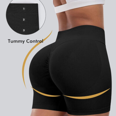 689b26efa5c58df56a62e01a7e652458429f8d44a4d5eb32c194f.jpg CHRLEISURE Workout Gym Biker Shorts, High Waisted Butt Lifting Scrunch Butt Sports Seamless Shorts Sets 4 Piece