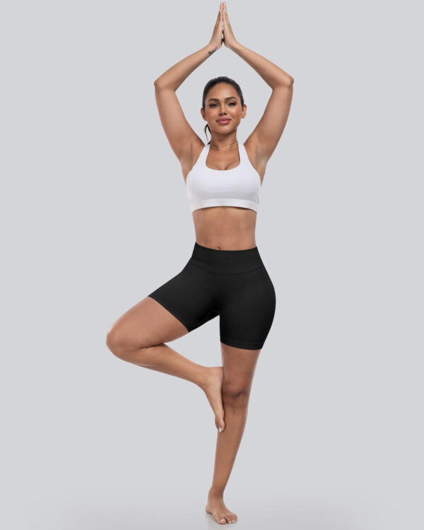 689b26f26fc058dc5d92e33f317c92bff2884fcc9b44e14052b38.jpg CHRLEISURE Workout Gym Biker Shorts, High Waisted Butt Lifting Scrunch Butt Sports Seamless Shorts Sets 4 Piece