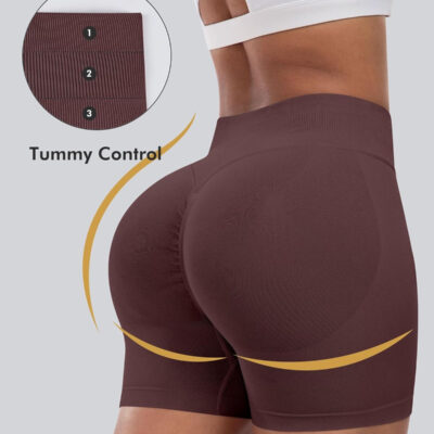 689b26f87d441bbf9607e37bcb6ccf55d181e234cab15b2bd98c9.jpg CHRLEISURE Workout Gym Biker Shorts, High Waisted Butt Lifting Scrunch Butt Sports Seamless Shorts Sets 4 Piece