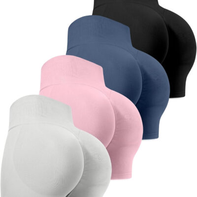 689b2706d872608c3123730dbd6cadeb4ffa41efb412be94e4787.jpg CHRLEISURE Workout Gym Biker Shorts, High Waisted Butt Lifting Scrunch Butt Sports Seamless Shorts Sets 4 Piece