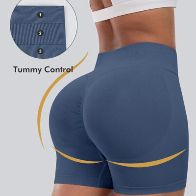 689b27083c4f0aaa24ceda1b4eefe0caba088fc6528a8e0b85320.jpg CHRLEISURE Workout Gym Biker Shorts, High Waisted Butt Lifting Scrunch Butt Sports Seamless Shorts Sets 4 Piece