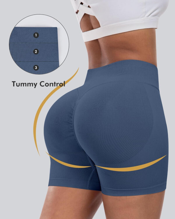689b27083c4f0aaa24ceda1b4eefe0caba088fc6528a8e0b85320.jpg CHRLEISURE Workout Gym Biker Shorts, High Waisted Butt Lifting Scrunch Butt Sports Seamless Shorts Sets 4 Piece
