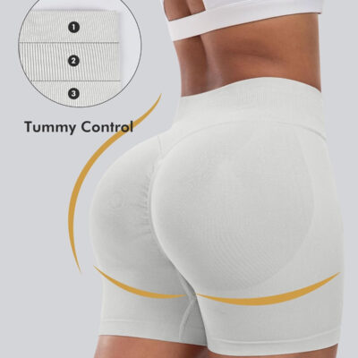 689b27105681d0232600e673bd748b10ca055bc0ead95ae3f89fe.jpg CHRLEISURE Workout Gym Biker Shorts, High Waisted Butt Lifting Scrunch Butt Sports Seamless Shorts Sets 4 Piece