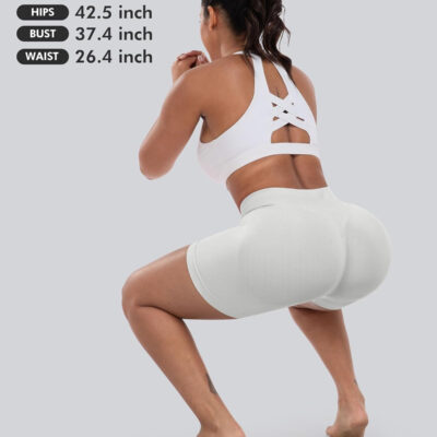 689b27158c11b0de1115872f9f97845213cc5f29b682ef9c12e2e.jpg CHRLEISURE Workout Gym Biker Shorts, High Waisted Butt Lifting Scrunch Butt Sports Seamless Shorts Sets 4 Piece