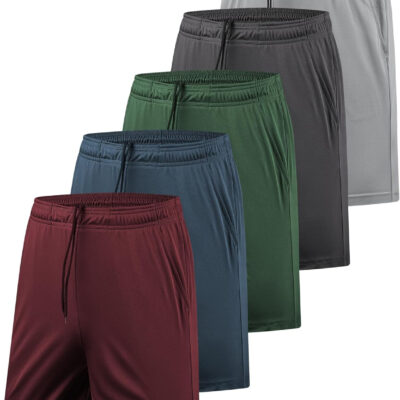 5 Pack Men's Athletic Gym Shorts with Pockets Quick Dry Activewear Workout Running Shorts for Men