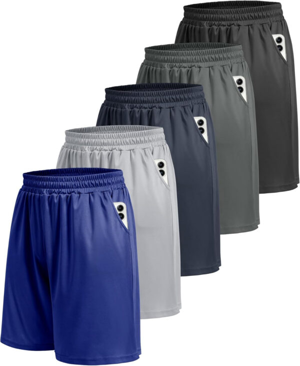 689b28110fc19cb02b492d573021771de64836d82b2cb25744589.jpg 5 Pack Athletic Gym Mens Shorts - Workout Black Quick Dry Basketball Shorts with Pockets for Running Casual Activewear