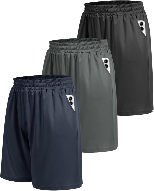 689b282430813c487ed8859b0adaf61c9b50d52869b9d3c35efa1.jpg 5 Pack Athletic Gym Mens Shorts - Workout Black Quick Dry Basketball Shorts with Pockets for Running Casual Activewear