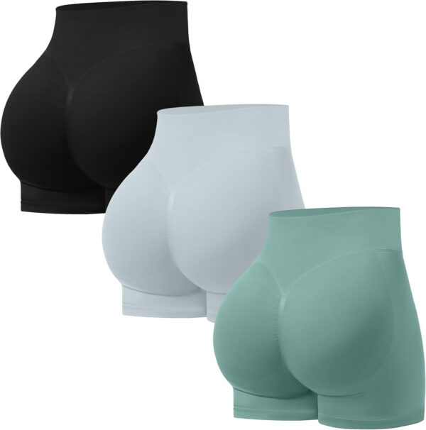 689b2aff74f0323e223449940fcc94ae33bb231b0e3192c05251b.jpg OVESPORT 3 Pack Seamless Women Workout Shorts Scrunch Butt Lifting Gym Booty Biker Shorts