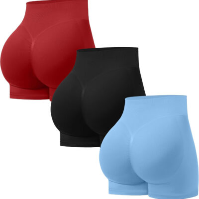 689b2b0810398e4fdd6cb5a8d537275a1a0ad6f7b515800e1af4e.jpg OVESPORT 3 Pack Seamless Women Workout Shorts Scrunch Butt Lifting Gym Booty Biker Shorts