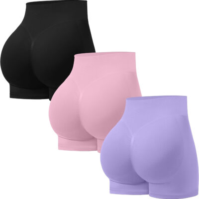 689b2b33e0872ece1b90d627e83f1f6719a0879e0aab8c86ab252.jpg OVESPORT 3 Pack Seamless Women Workout Shorts Scrunch Butt Lifting Gym Booty Biker Shorts