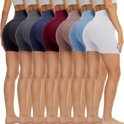 689b2c7f7bc96ad9996b023ea555565812a7943e39870c1aee8ec.jpg TNNZEET 7 Pack Biker Shorts for Women - 5''/8''/3'' High Waisted Workout Tummy Control Spandex Gym Shorts for Yoga Athletic
