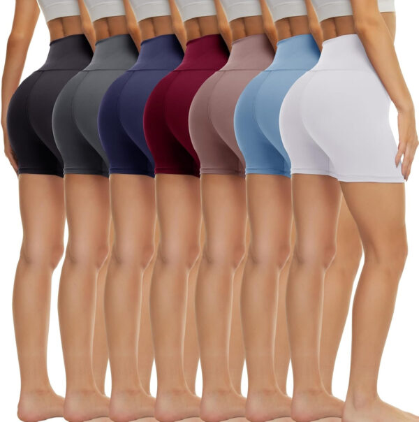 689b2c7f7bc96ad9996b023ea555565812a7943e39870c1aee8ec.jpg TNNZEET 7 Pack Biker Shorts for Women - 5''/8''/3'' High Waisted Workout Tummy Control Spandex Gym Shorts for Yoga Athletic