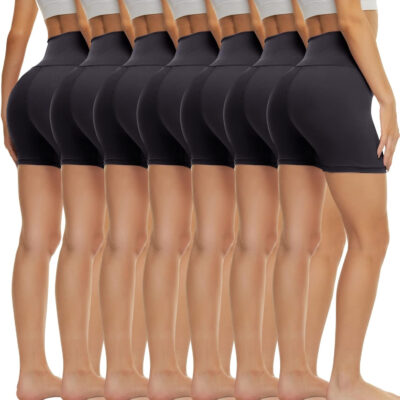 689b2c9d5aaa97cd39c5610284619dbe9f16d55126bc33769c56f.jpg TNNZEET 7 Pack Biker Shorts for Women - 5''/8''/3'' High Waisted Workout Tummy Control Spandex Gym Shorts for Yoga Athletic