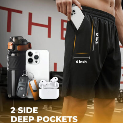 2 Pack Mens Gym Basketball Shorts - Athletic Black Workout Quick Dry Shorts with Pockets for Casual Running
