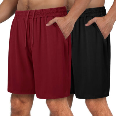 2 Pack Mens Gym Basketball Shorts - Athletic Black Workout Quick Dry Shorts with Pockets for Casual Running