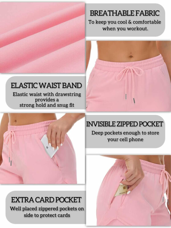689b2e55d4690492faeee856463e6bfbd70ec9b05590f0ff0239e.jpg Women's Running Shorts with Liner 3 Zipper Pockets Elastic Workout Athletic Gym Yoga Shorts