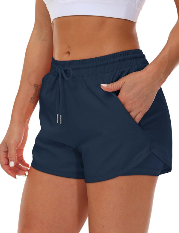 689b2e63c40b8f4dc32b306ac1255c0d3c56ac3d1ddaa9d11b47f.jpg Women's Running Shorts with Liner 3 Zipper Pockets Elastic Workout Athletic Gym Yoga Shorts