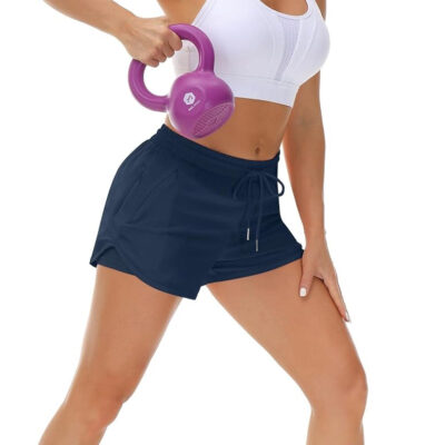 689b2e6aa1a25c40cfc21183e0e7ff890d3c5c49a010aebe13377.jpg Women's Running Shorts with Liner 3 Zipper Pockets Elastic Workout Athletic Gym Yoga Shorts