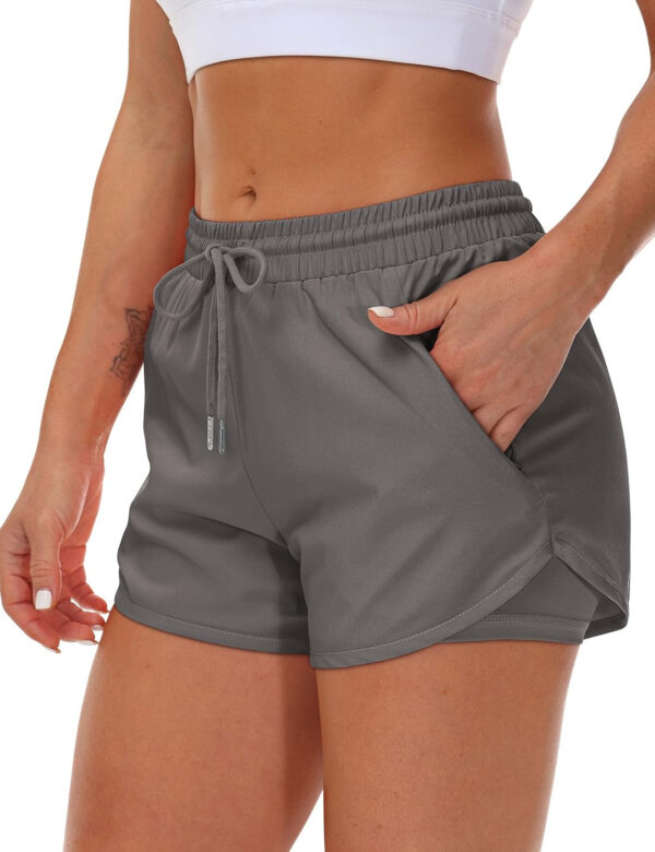 689b2e6d6732ad663bf951a0c3ea34952959519fbf9167878dbef.jpg Women's Running Shorts with Liner 3 Zipper Pockets Elastic Workout Athletic Gym Yoga Shorts