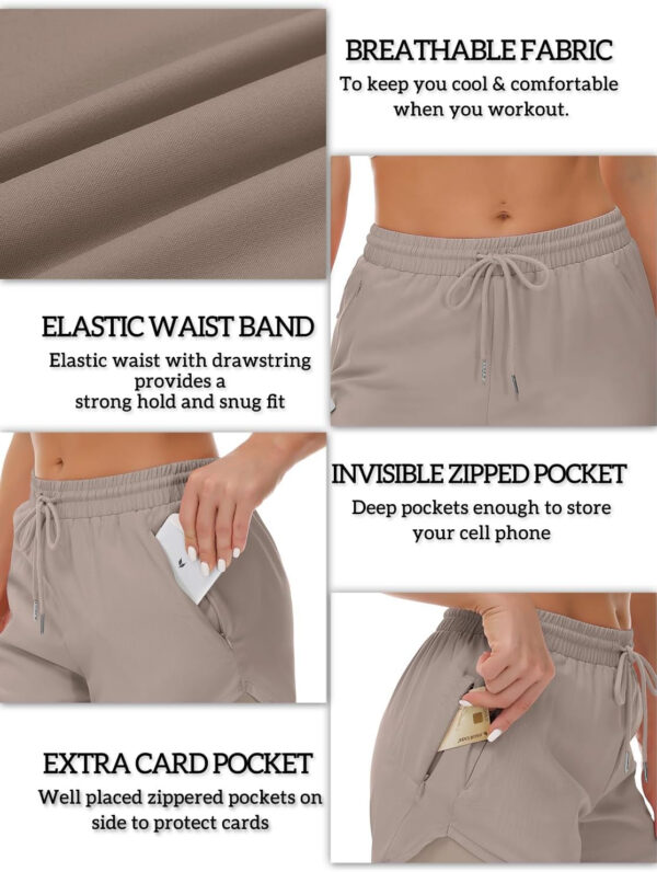 689b2e7ac579aaf78c9b00fa6f84fd986476e0d2914a65d4bf3fd.jpg Women's Running Shorts with Liner 3 Zipper Pockets Elastic Workout Athletic Gym Yoga Shorts