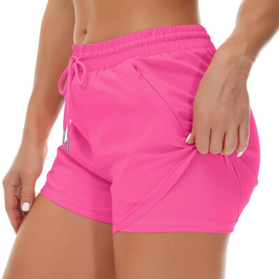 689b2e884ad3f9cbae61e06ff8e3c537c809d0e5573150f6b8722.jpg Women's Running Shorts with Liner 3 Zipper Pockets Elastic Workout Athletic Gym Yoga Shorts