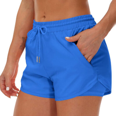 689b2e8dd7100d90f07554aab787a38c086c41e1c42df9ac2dab8.jpg Women's Running Shorts with Liner 3 Zipper Pockets Elastic Workout Athletic Gym Yoga Shorts