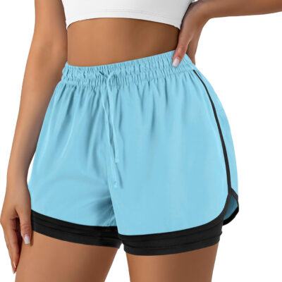 Women's 2 in 1 Running Shorts for Gym Yoga Workout Athletic Shorts High-Waisted Shorts with Liner Pockets