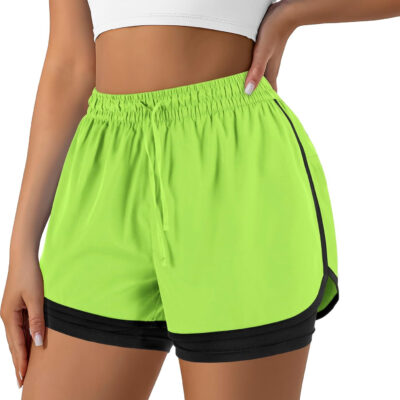 Women's 2 in 1 Running Shorts for Gym Yoga Workout Athletic Shorts High-Waisted Shorts with Liner Pockets