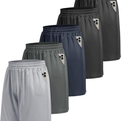 LalaHooK 5 Pack Gym Mens Shorts - Quick Dry Basketball Workout Athletic Shorts with Pockets for Running Casual Activewear