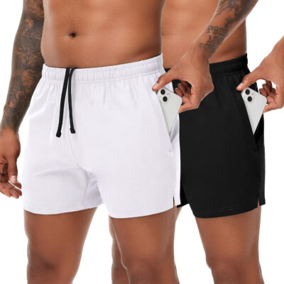 VPOS 2 Pack Men's Athletic Shorts 5/7 Inch Inseam, Mens Workout Shorts Lightweight Quick Dry Gym Running Shorts for Men
