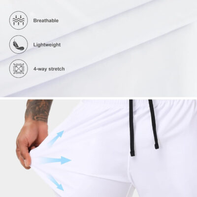 VPOS 2 Pack Men's Athletic Shorts 5/7 Inch Inseam, Mens Workout Shorts Lightweight Quick Dry Gym Running Shorts for Men