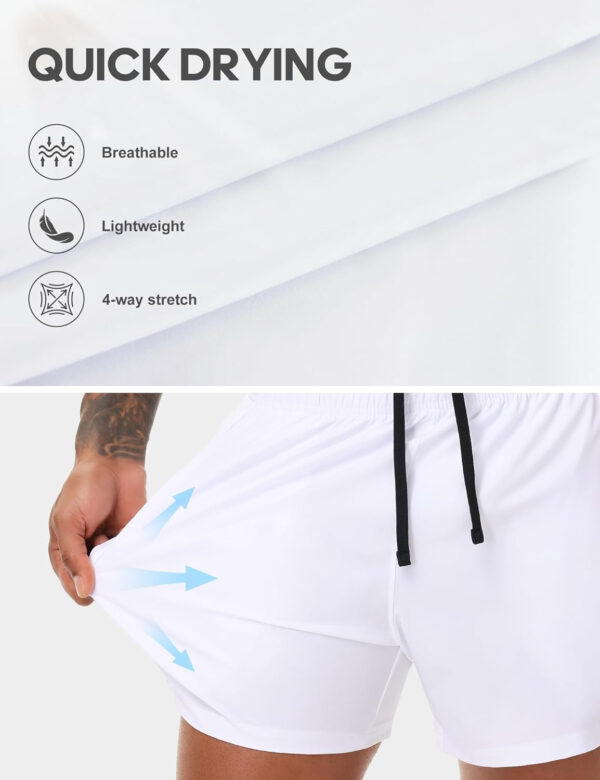 VPOS 2 Pack Men's Athletic Shorts 5/7 Inch Inseam, Mens Workout Shorts Lightweight Quick Dry Gym Running Shorts for Men