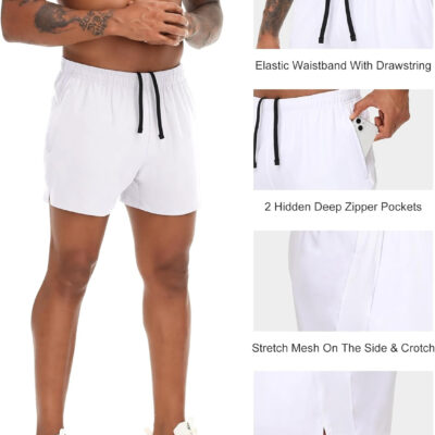 VPOS 2 Pack Men's Athletic Shorts 5/7 Inch Inseam, Mens Workout Shorts Lightweight Quick Dry Gym Running Shorts for Men