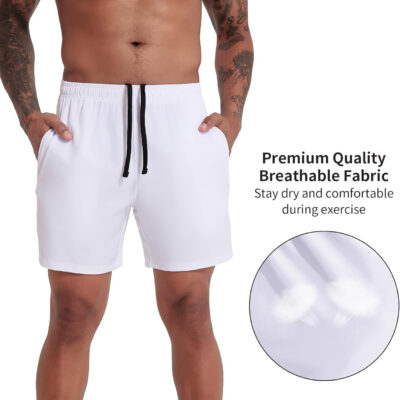 VPOS 2 Pack Men's Athletic Shorts 5/7 Inch Inseam, Mens Workout Shorts Lightweight Quick Dry Gym Running Shorts for Men