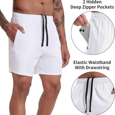 VPOS 2 Pack Men's Athletic Shorts 5/7 Inch Inseam, Mens Workout Shorts Lightweight Quick Dry Gym Running Shorts for Men