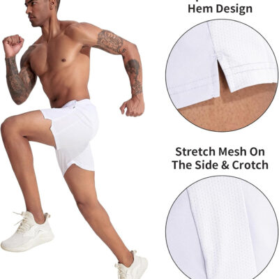 VPOS 2 Pack Men's Athletic Shorts 5/7 Inch Inseam, Mens Workout Shorts Lightweight Quick Dry Gym Running Shorts for Men