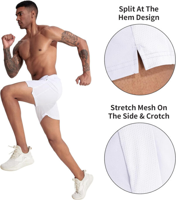 VPOS 2 Pack Men's Athletic Shorts 5/7 Inch Inseam, Mens Workout Shorts Lightweight Quick Dry Gym Running Shorts for Men