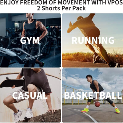VPOS 2 Pack Men's Athletic Shorts 5/7 Inch Inseam, Mens Workout Shorts Lightweight Quick Dry Gym Running Shorts for Men