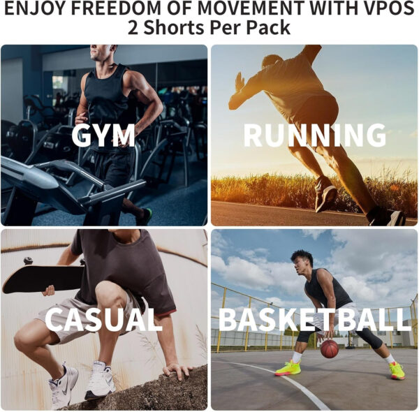 VPOS 2 Pack Men's Athletic Shorts 5/7 Inch Inseam, Mens Workout Shorts Lightweight Quick Dry Gym Running Shorts for Men