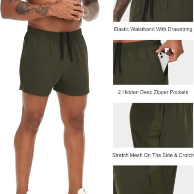 VPOS 2 Pack Men's Athletic Shorts 5/7 Inch Inseam, Mens Workout Shorts Lightweight Quick Dry Gym Running Shorts for Men