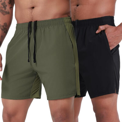 VPOS 2 Pack Men's Athletic Shorts 5/7 Inch Inseam, Mens Workout Shorts Lightweight Quick Dry Gym Running Shorts for Men