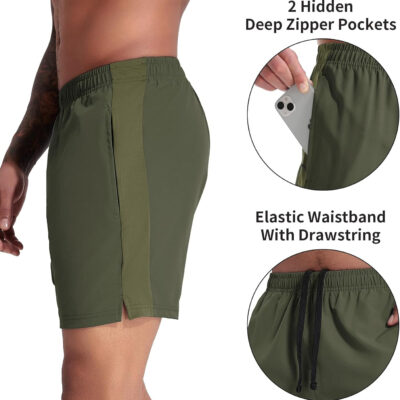 VPOS 2 Pack Men's Athletic Shorts 5/7 Inch Inseam, Mens Workout Shorts Lightweight Quick Dry Gym Running Shorts for Men