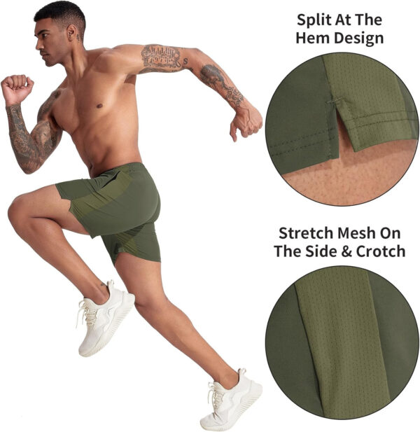 VPOS 2 Pack Men's Athletic Shorts 5/7 Inch Inseam, Mens Workout Shorts Lightweight Quick Dry Gym Running Shorts for Men