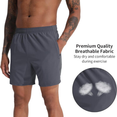 VPOS 2 Pack Men's Athletic Shorts 5/7 Inch Inseam, Mens Workout Shorts Lightweight Quick Dry Gym Running Shorts for Men