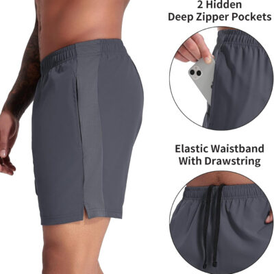 VPOS 2 Pack Men's Athletic Shorts 5/7 Inch Inseam, Mens Workout Shorts Lightweight Quick Dry Gym Running Shorts for Men