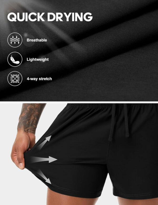 VPOS 2 Pack Men's Athletic Shorts 5/7 Inch Inseam, Mens Workout Shorts Lightweight Quick Dry Gym Running Shorts for Men